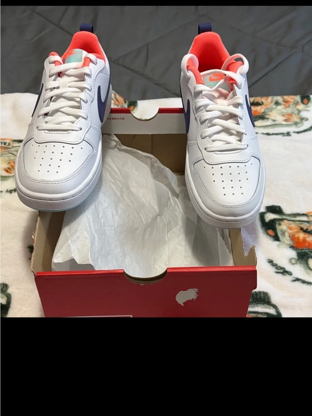 Nike Kids White Sneakers with Coral Lining and Purple Swoosh